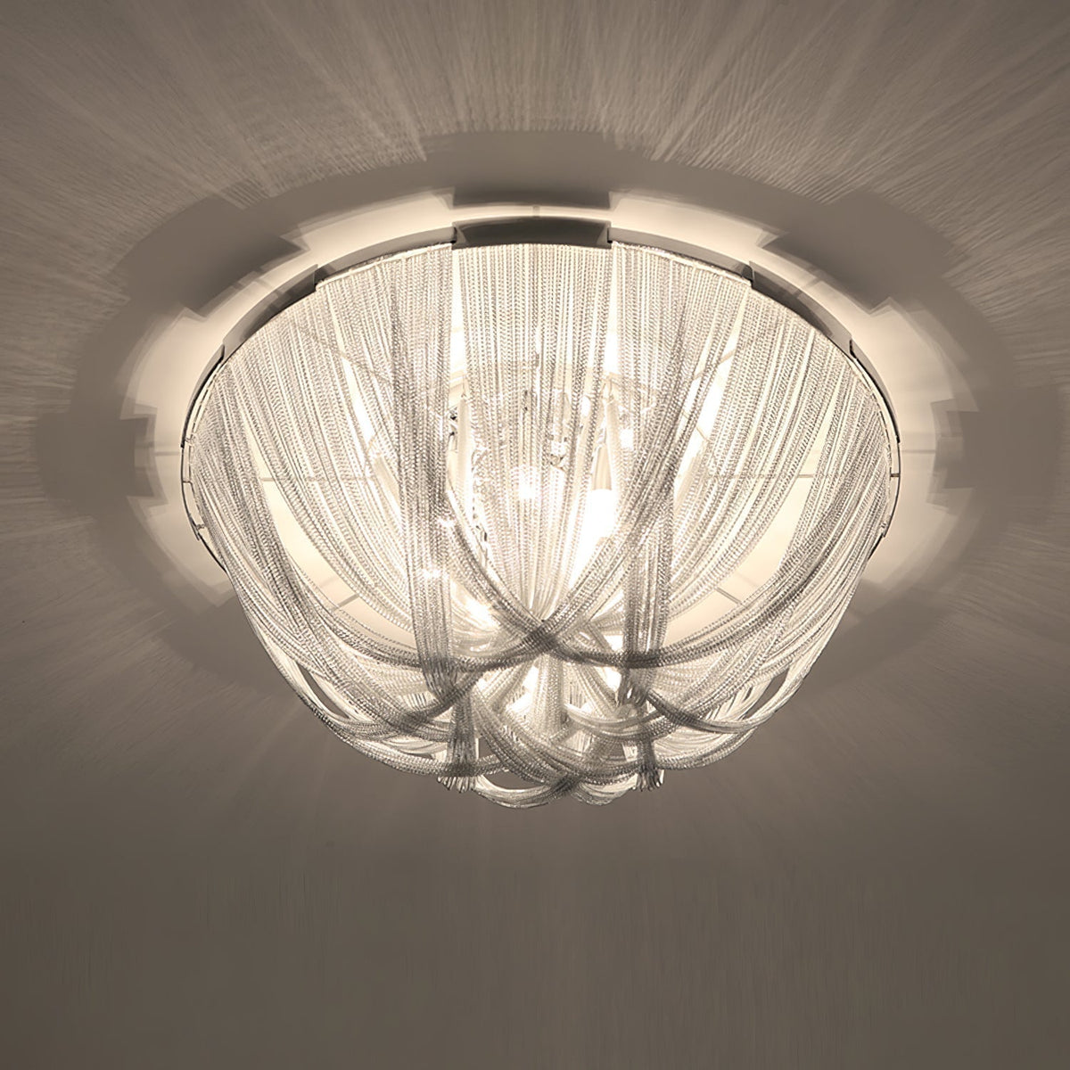 Lustra Plafonnier Frange Chaîne Cadre Nickel - Neutralighting