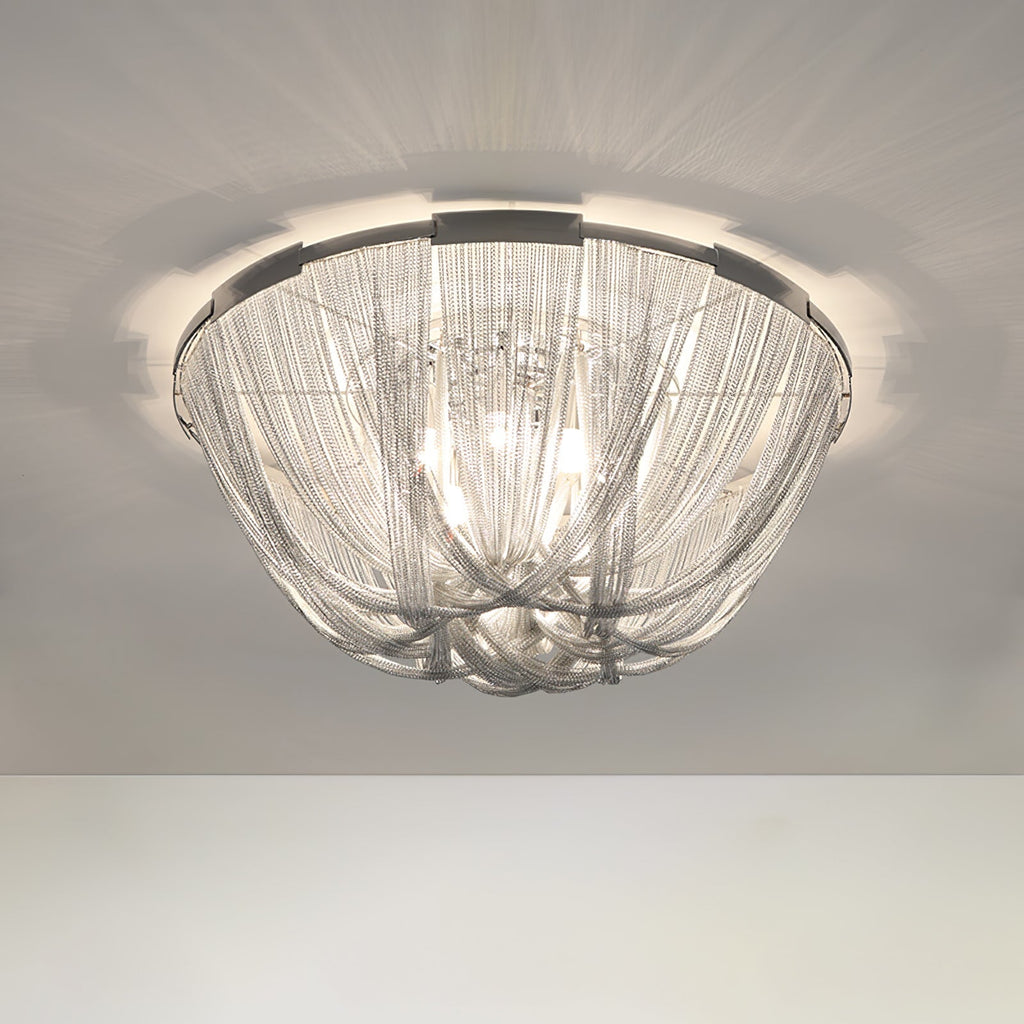 Lustra Plafonnier Frange Chaîne Cadre Nickel - Neutralighting