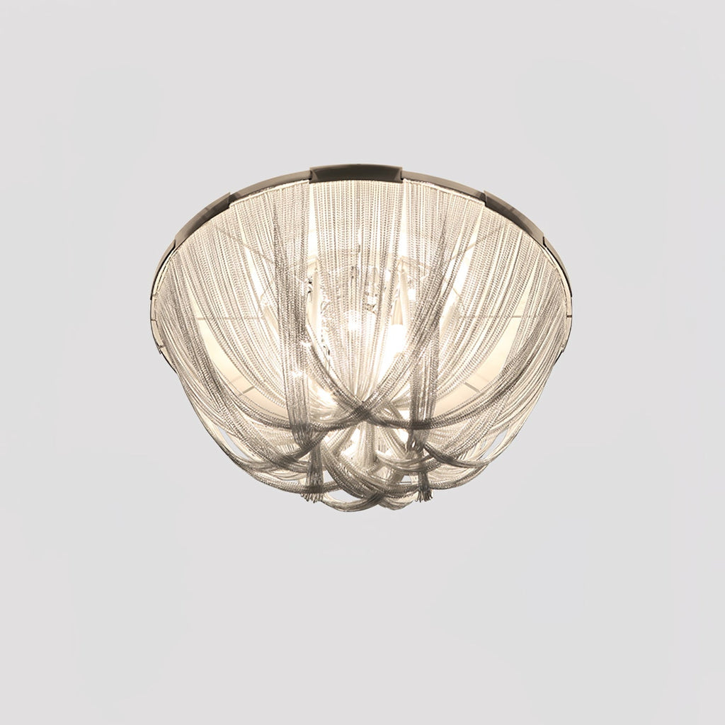 Lustra Plafonnier Frange Chaîne Cadre Nickel - Neutralighting
