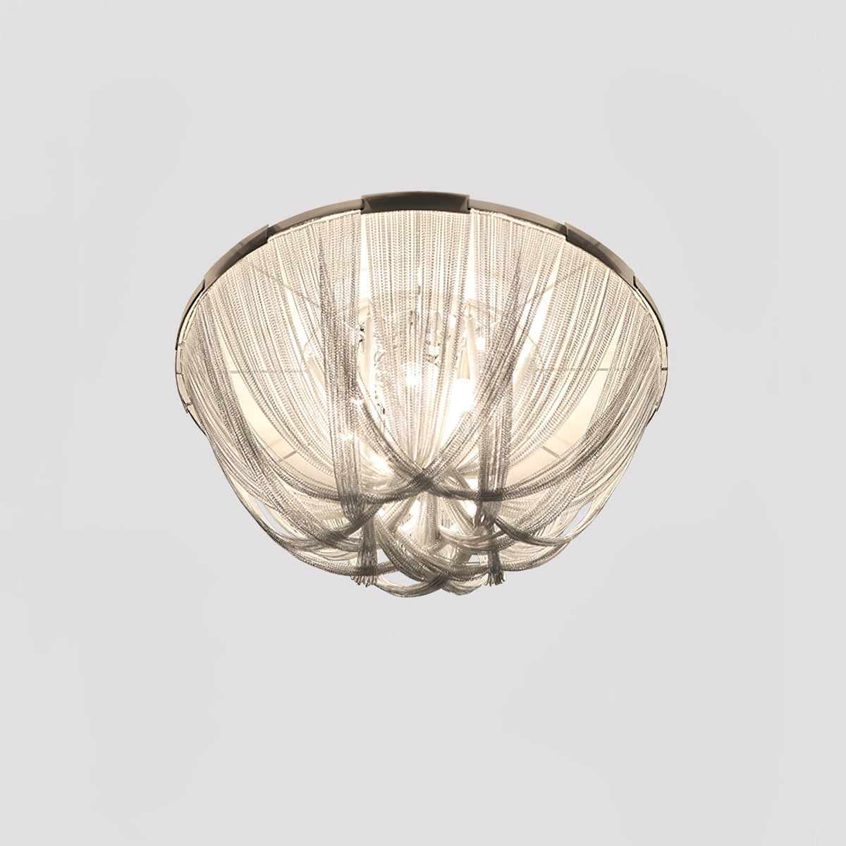 Lustra Plafonnier Frange Chaîne Cadre Nickel - Neutralighting