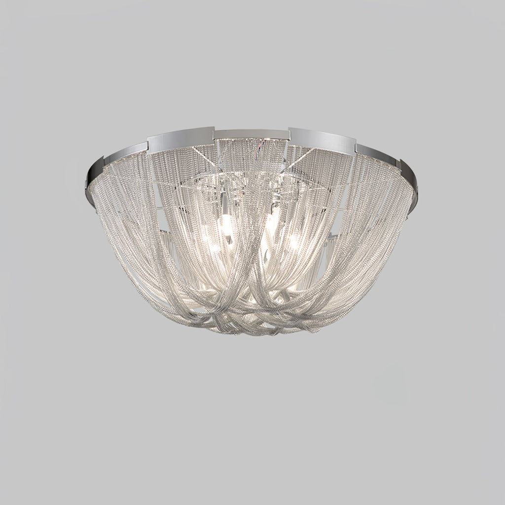 Lustra Plafonnier Frange Chaîne Cadre Nickel - Neutralighting