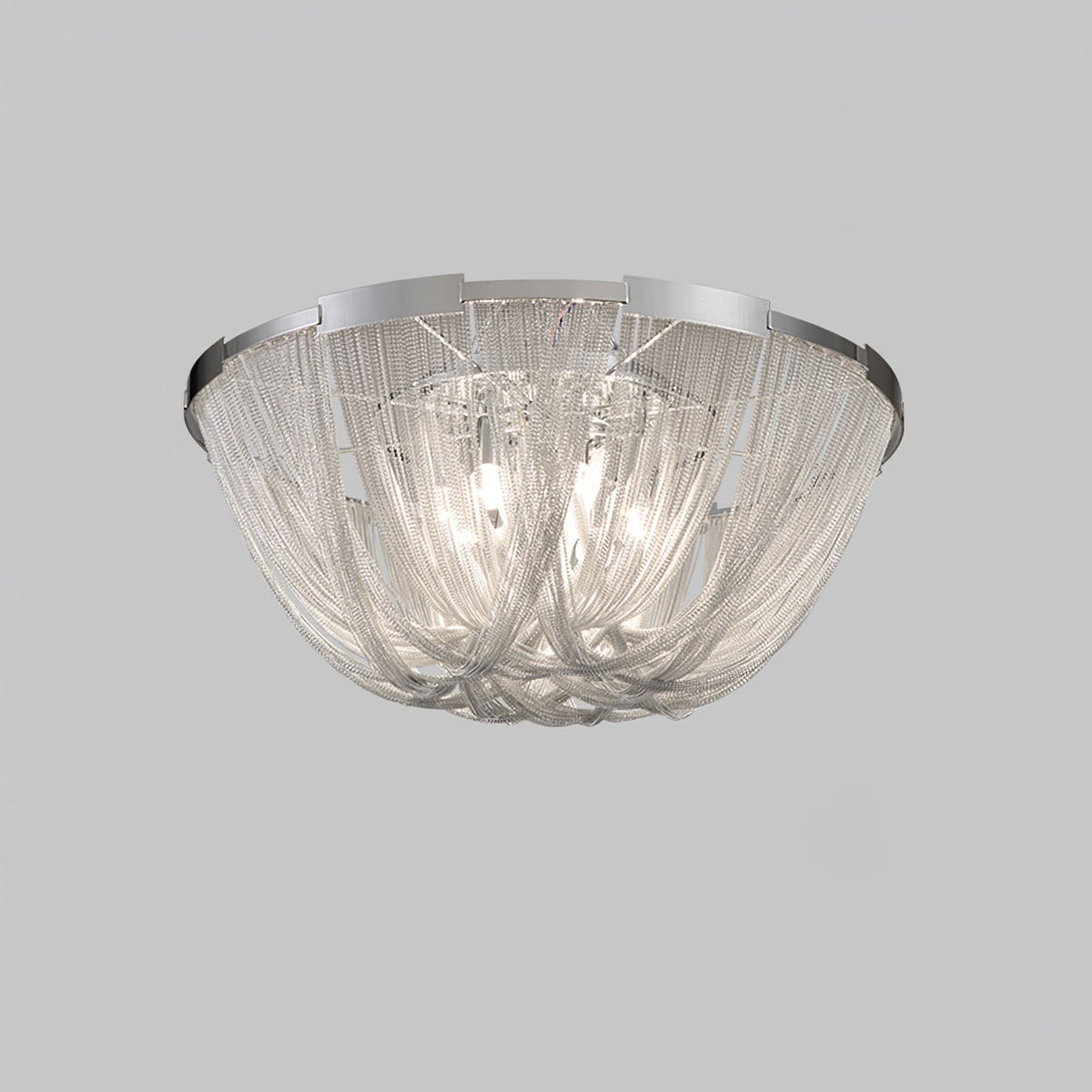 Lustra Plafonnier Frange Chaîne Cadre Nickel - Neutralighting