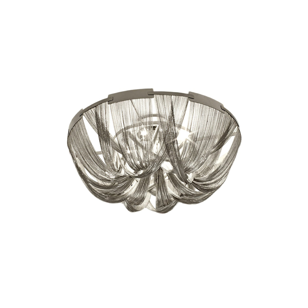 Lustra Plafonnier Frange Chaîne Cadre Nickel - Neutralighting