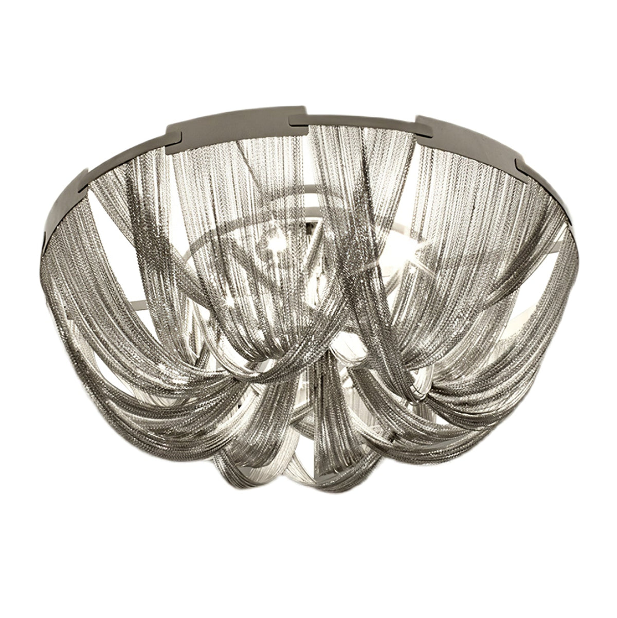 Lustra Plafonnier Frange Chaîne Cadre Nickel - Neutralighting