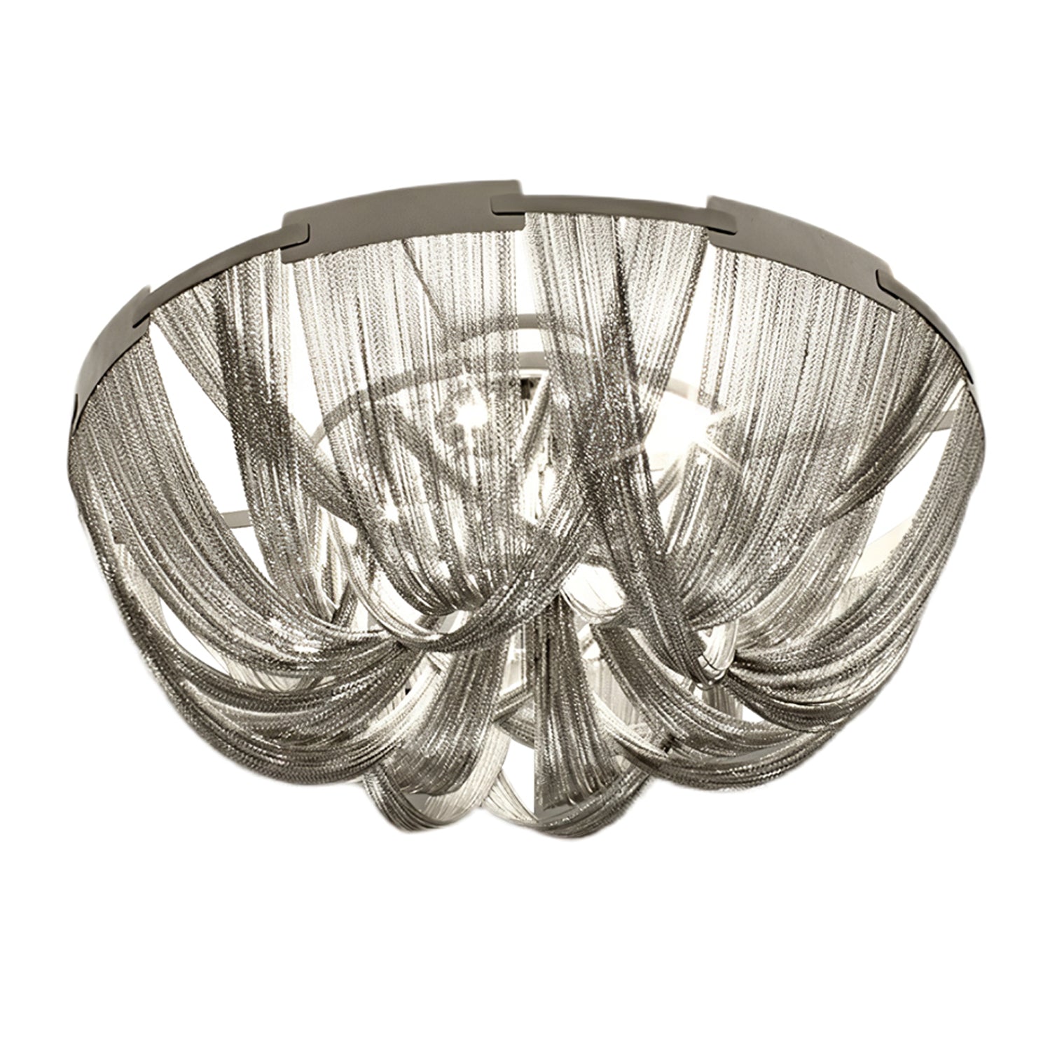 Lustra Plafonnier Frange Chaîne Cadre Nickel - Neutralighting