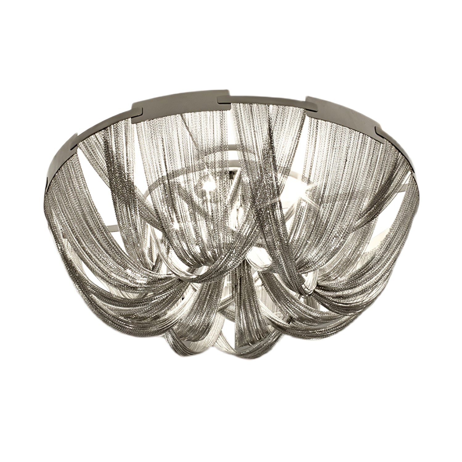 Lustra Plafonnier Frange Chaîne Cadre Nickel - Neutralighting