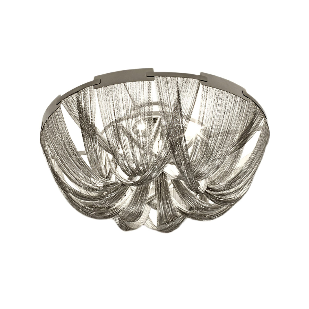 Lustra Plafonnier Frange Chaîne Cadre Nickel - Neutralighting