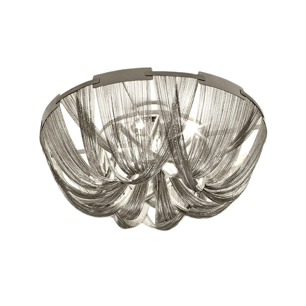 Lustra Plafonnier Frange Chaîne Cadre Nickel - Neutralighting