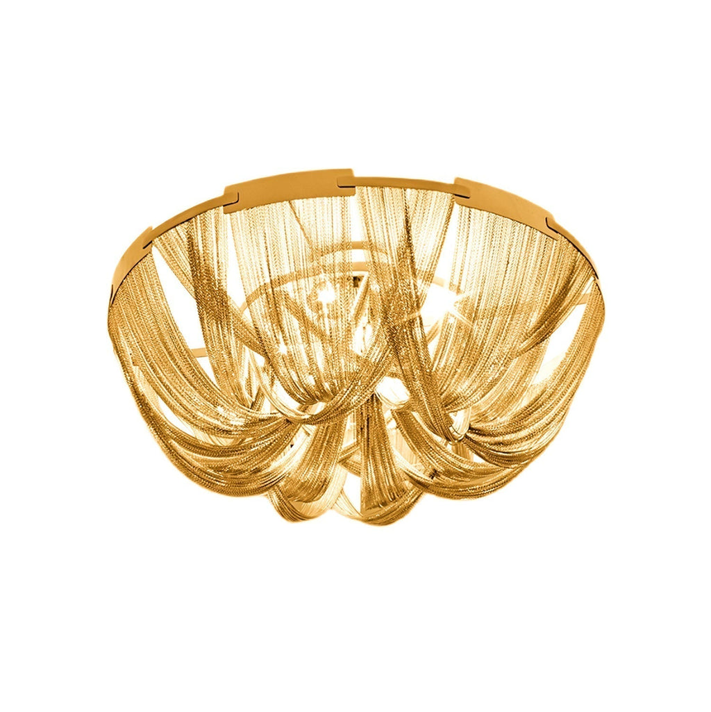 Lustra Plafonnier Frange Chaîne Cadre Nickel - Neutralighting