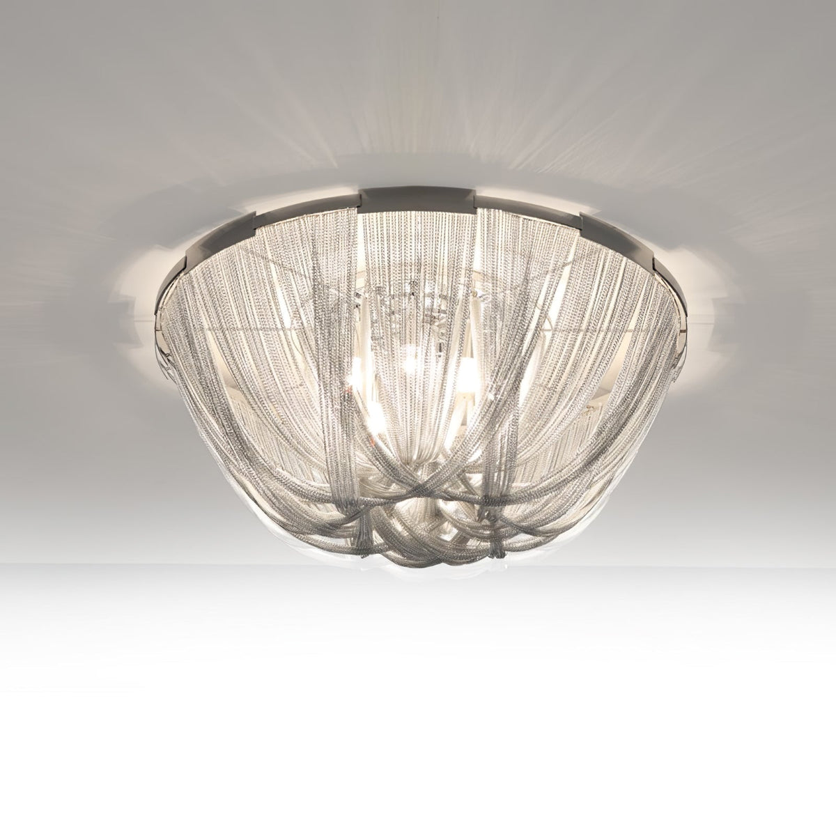 Lustra Plafonnier Frange Chaîne Cadre Nickel - Neutralighting
