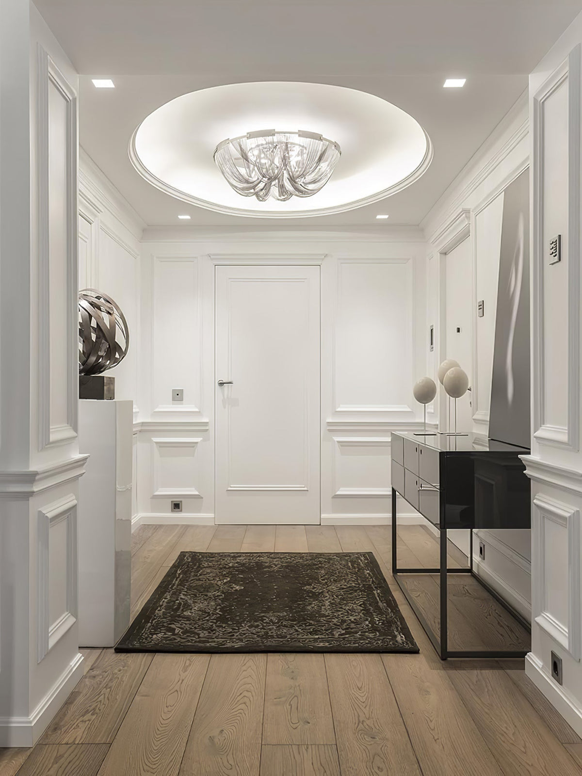 Lustra Plafonnier Frange Chaîne Cadre Nickel - Neutralighting