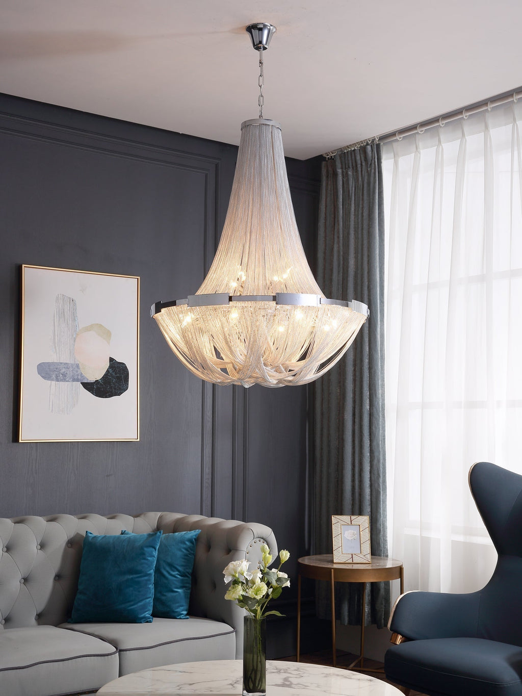 Solara Chandelier Gland Chaîne en Aluminium - Neutralighting