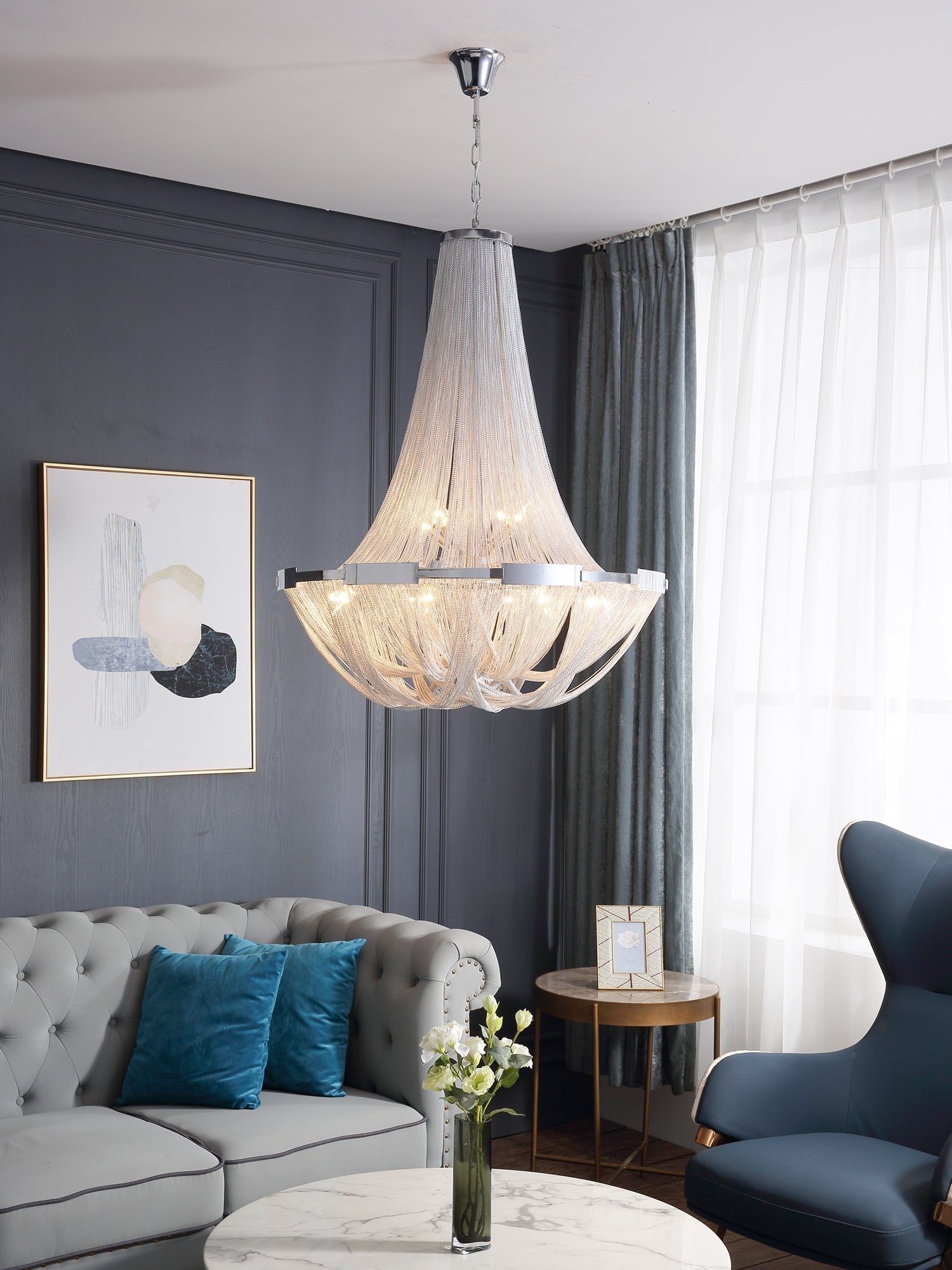 Solara Chandelier Gland Chaîne en Aluminium - Neutralighting