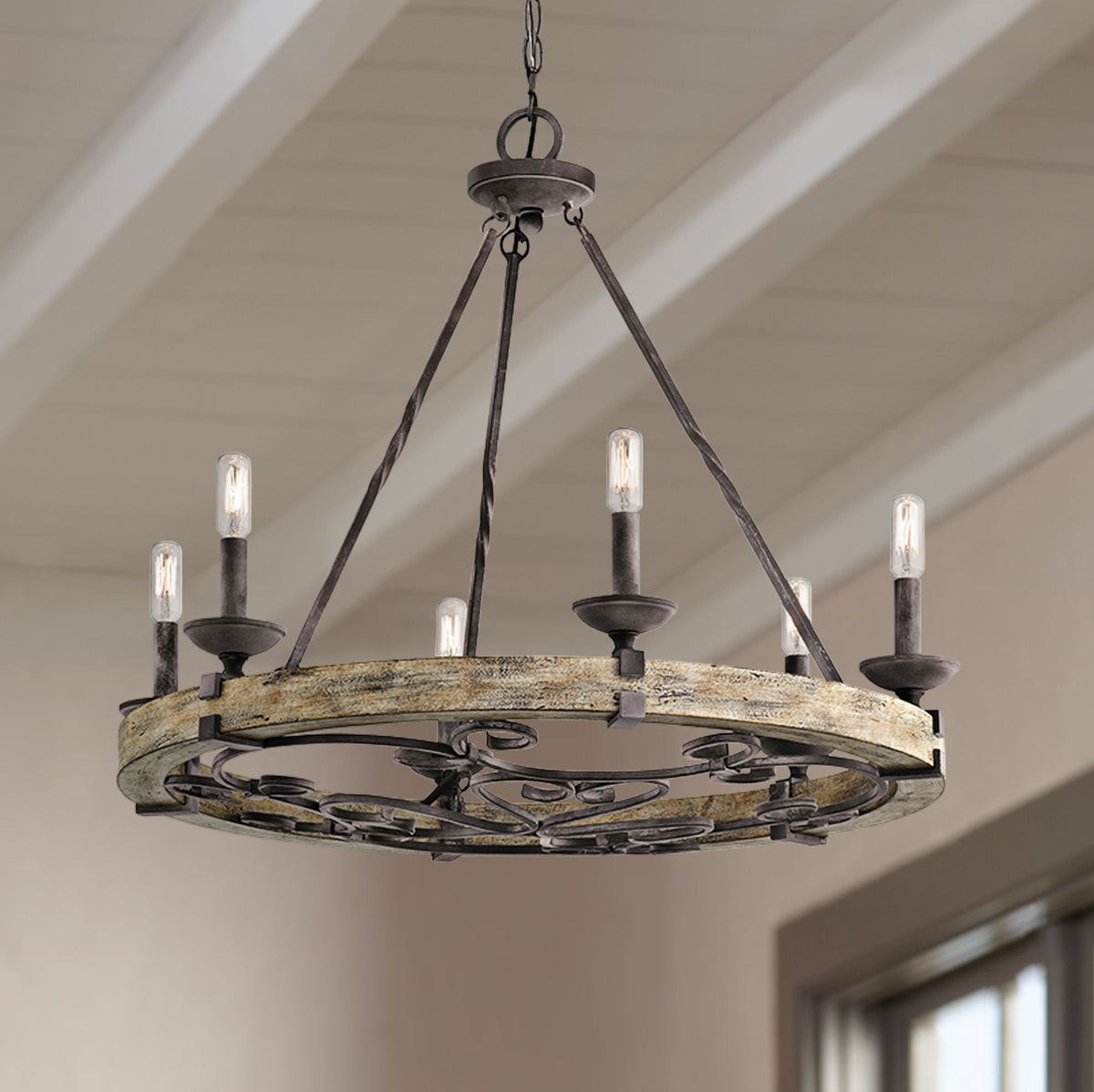 Evtalen Ancien Industriel Bois Métal Lustre - Neutralighting