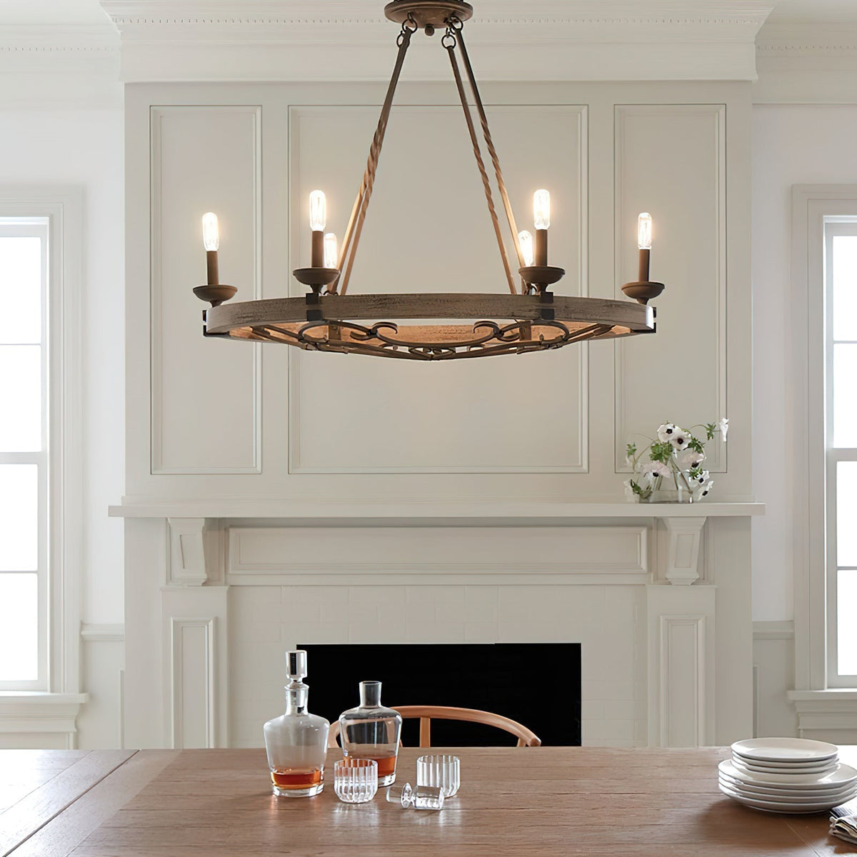 Evtalen Ancien Industriel Bois Métal Lustre - Neutralighting
