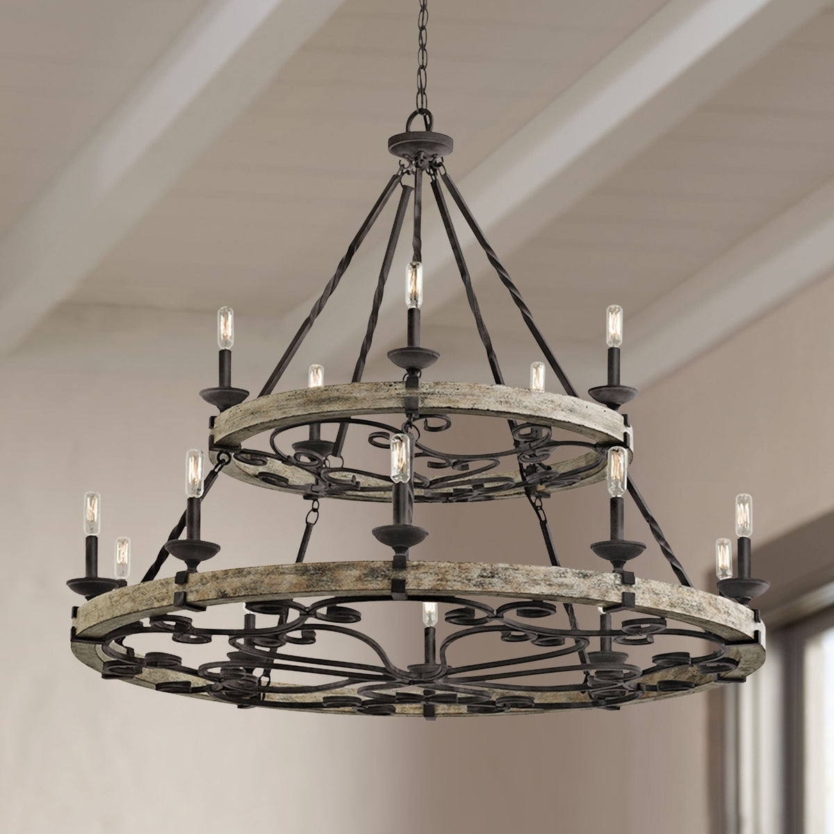 Evtalen Ancien Industriel Bois Métal Lustre - Neutralighting