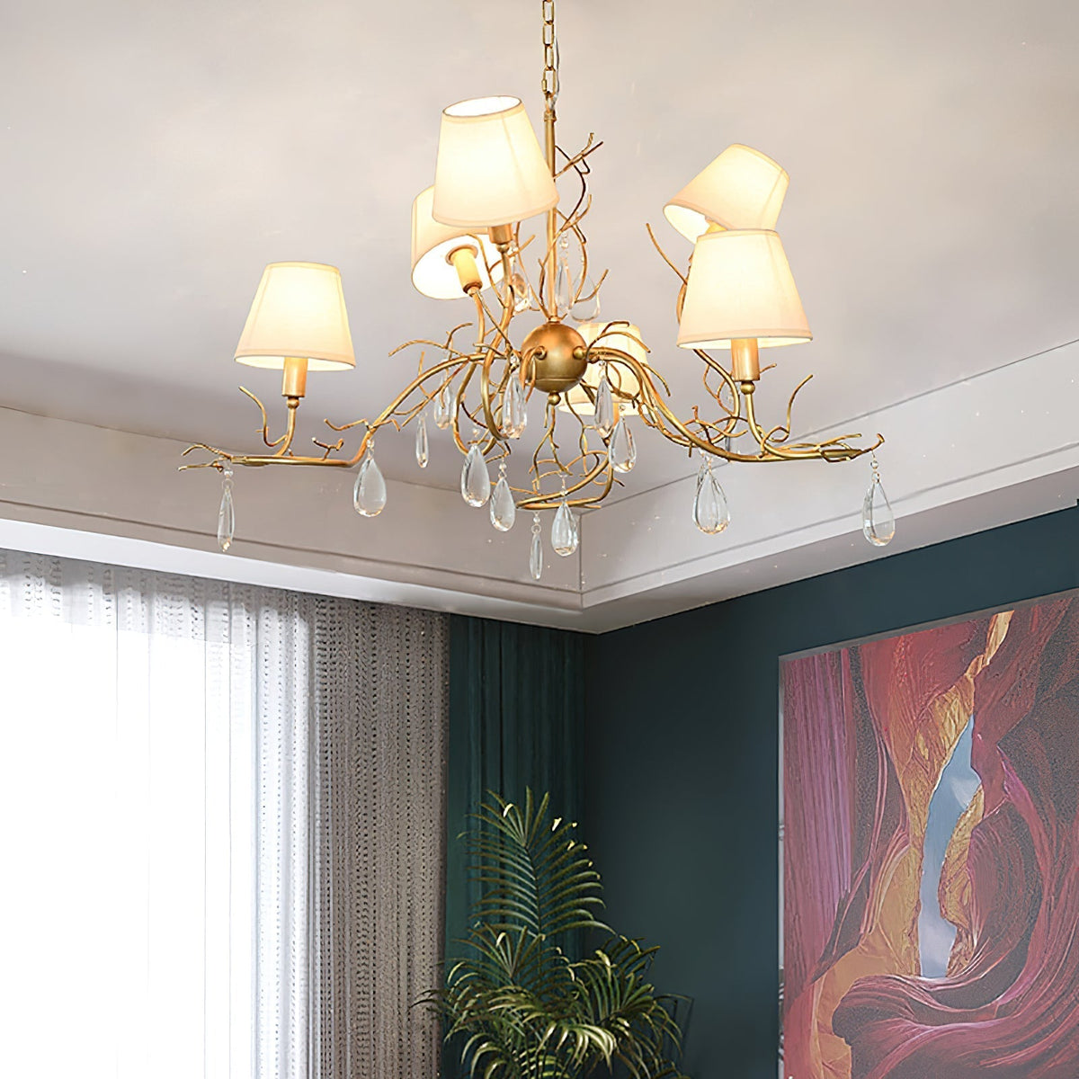 Olsolan Postmodern Luxe Tissu Cristal Lustre - Neutralighting