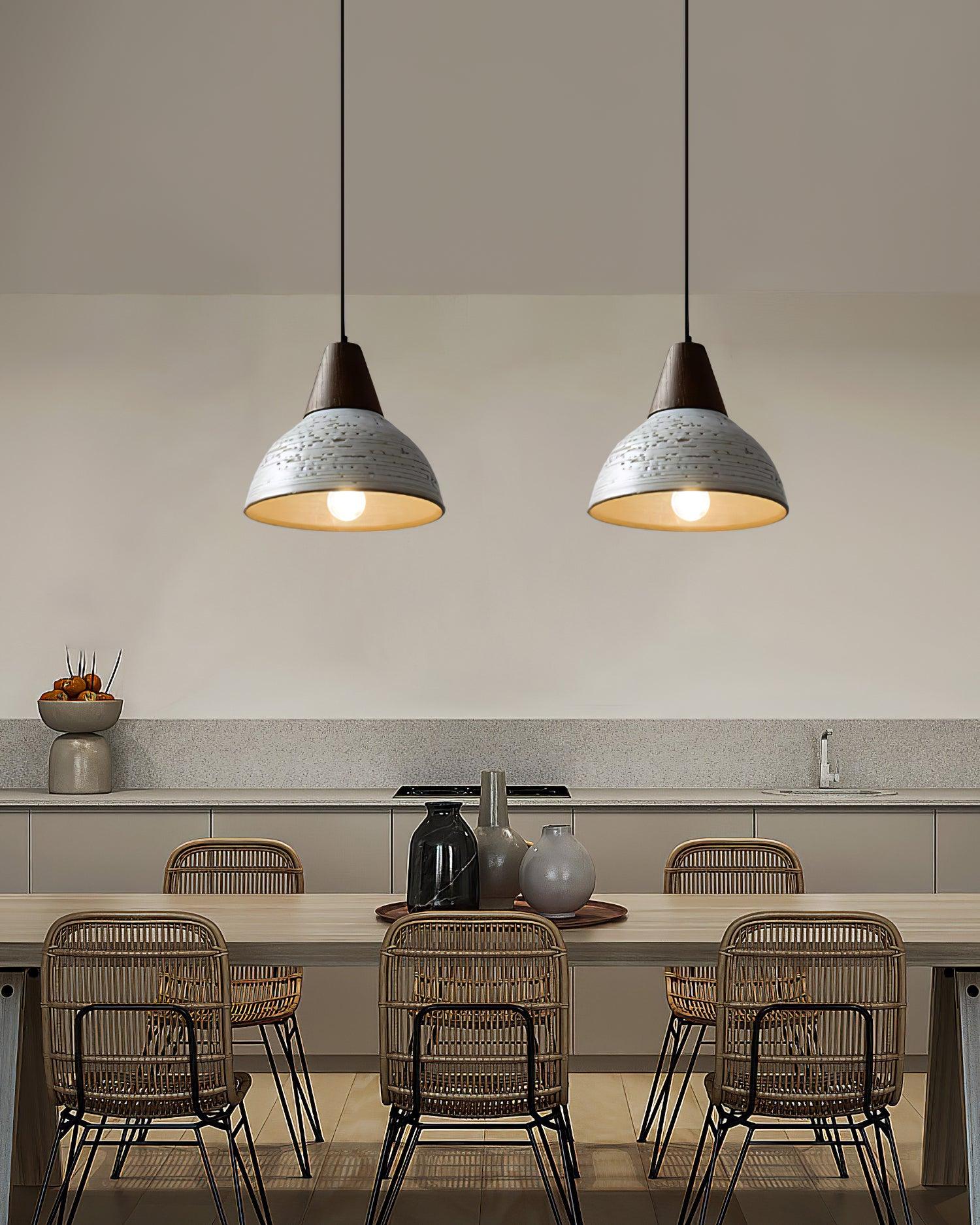 Tera Lampe Suspendue Céramique Bois Minimaliste - Neutralighting
