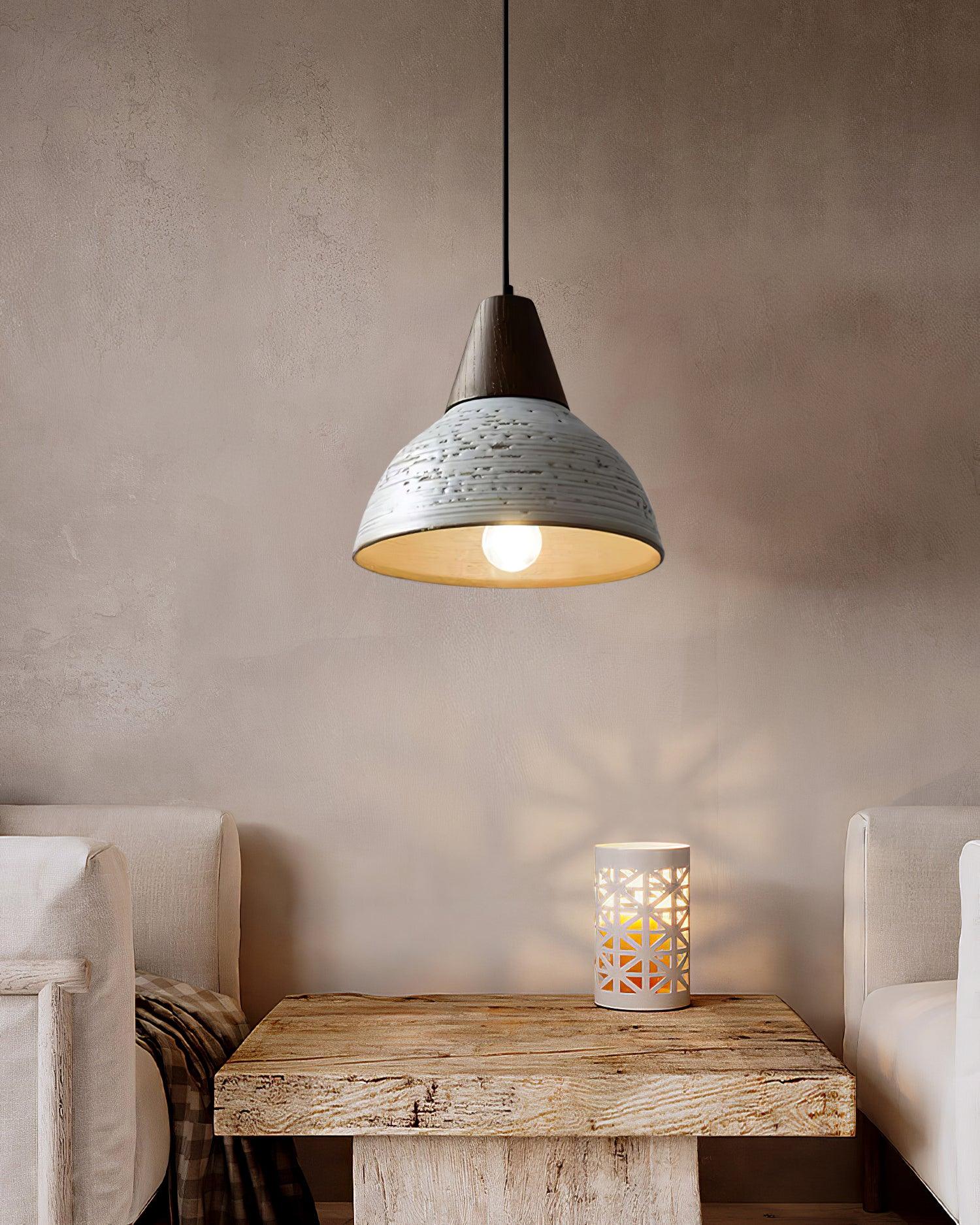 Tera Lampe Suspendue Céramique Bois Minimaliste - Neutralighting