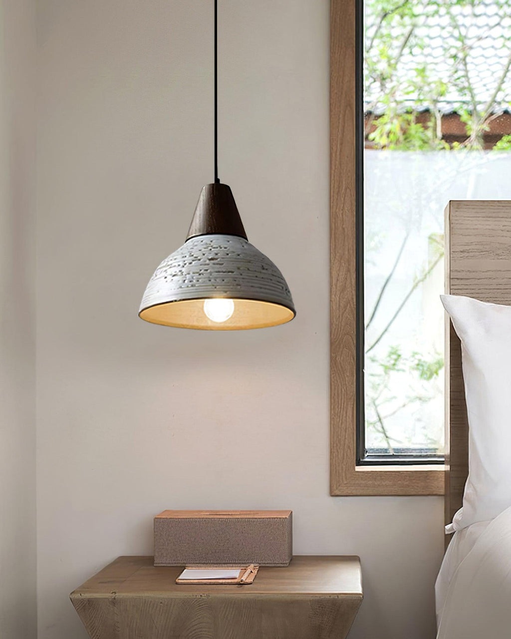 Tera Lampe Suspendue Céramique Bois Minimaliste - Neutralighting