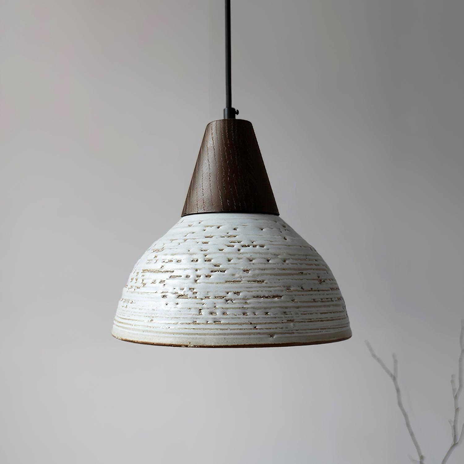 Tera Lampe Suspendue Céramique Bois Minimaliste - Neutralighting
