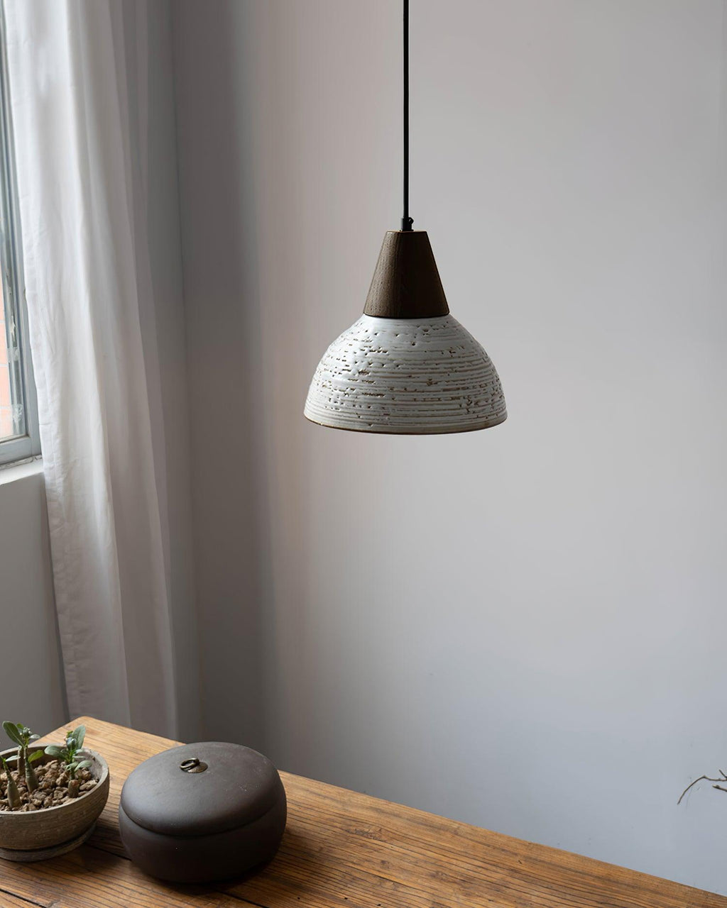Tera Lampe Suspendue Céramique Bois Minimaliste - Neutralighting