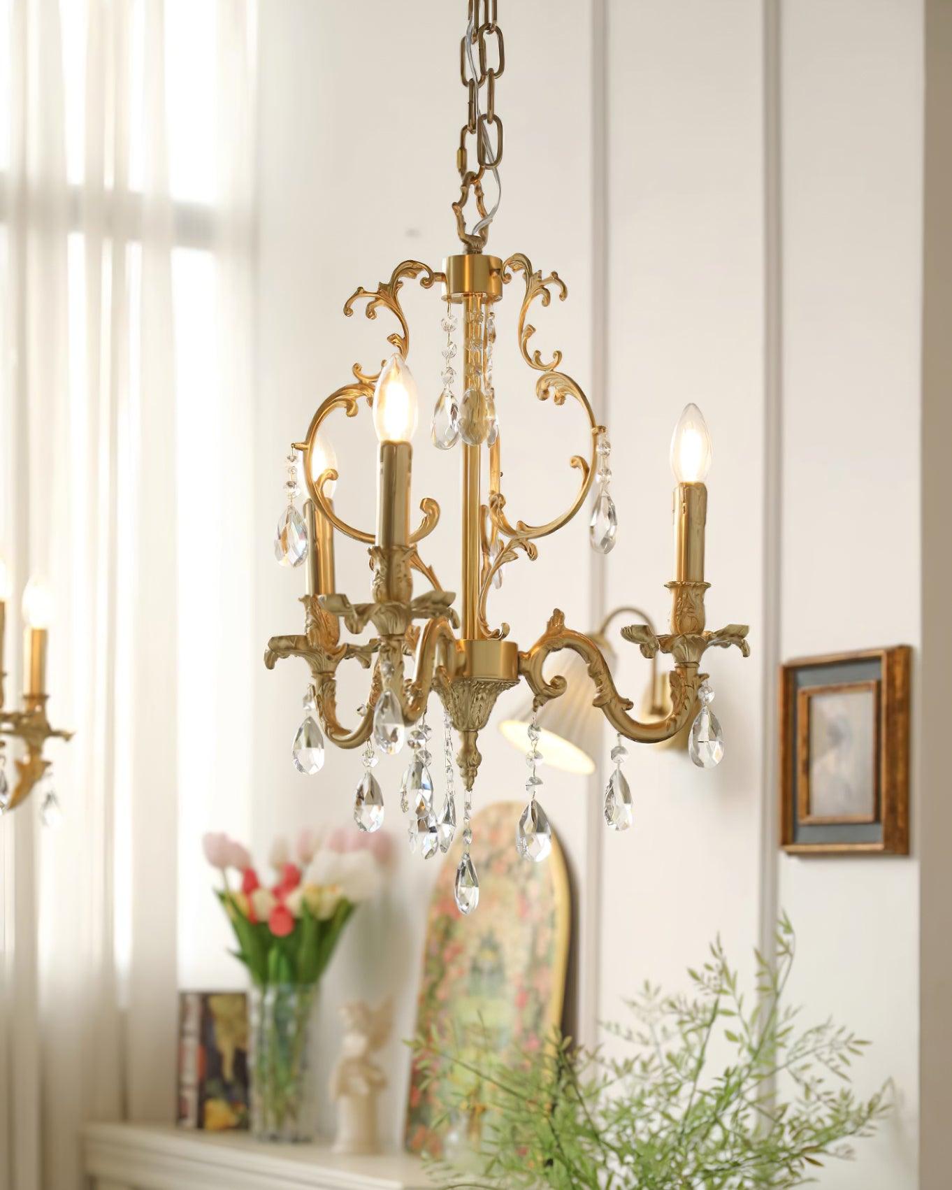Elvion Lustre Classique en Laiton et Cristal - Neutralighting