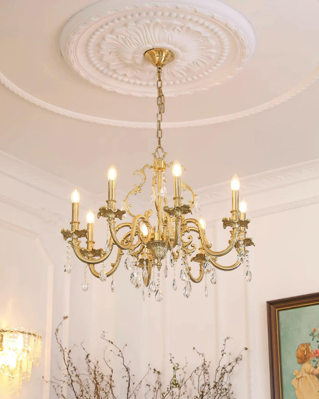 Elvion Lustre Classique en Laiton et Cristal - Neutralighting