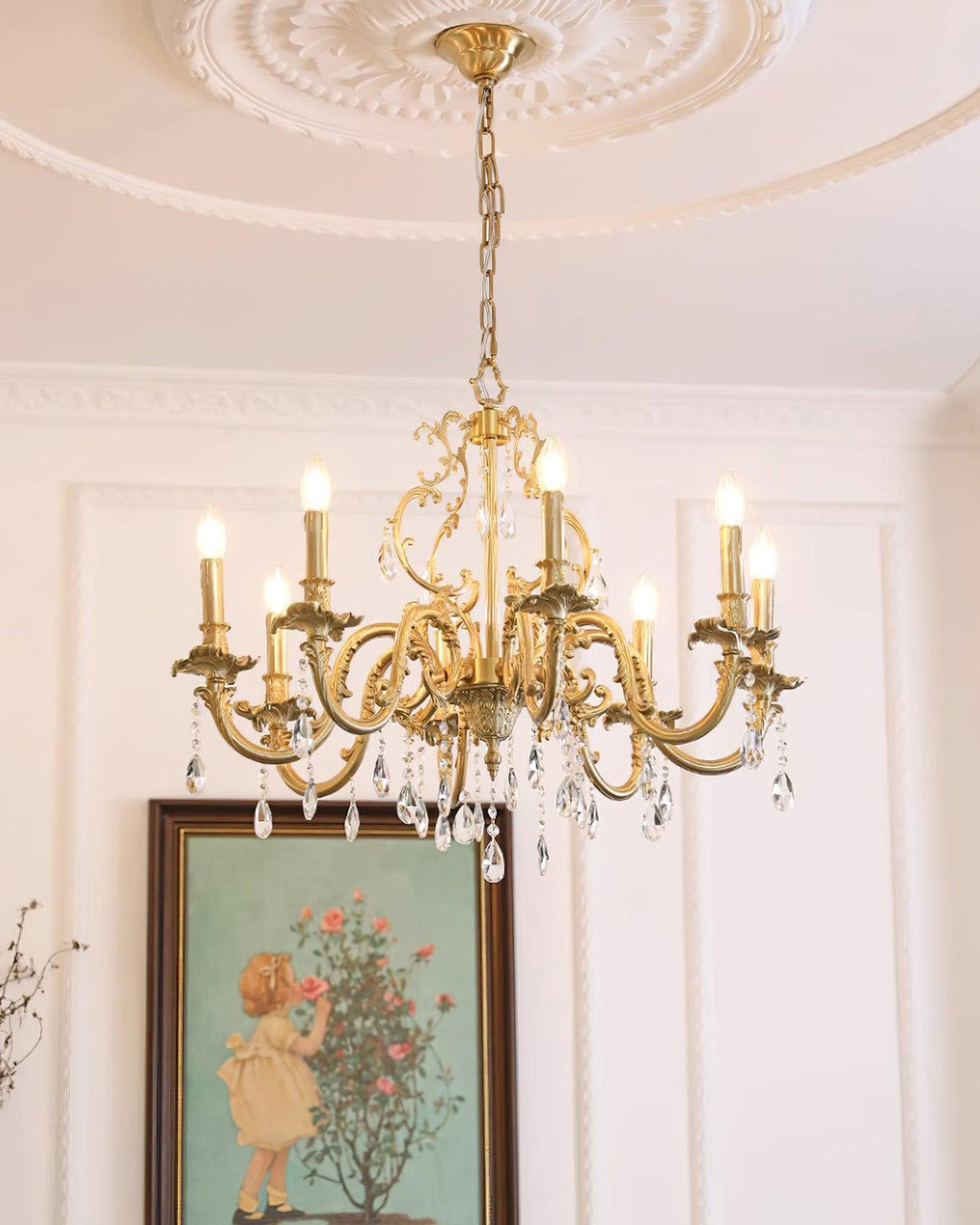 Elvion Lustre Classique en Laiton et Cristal - Neutralighting