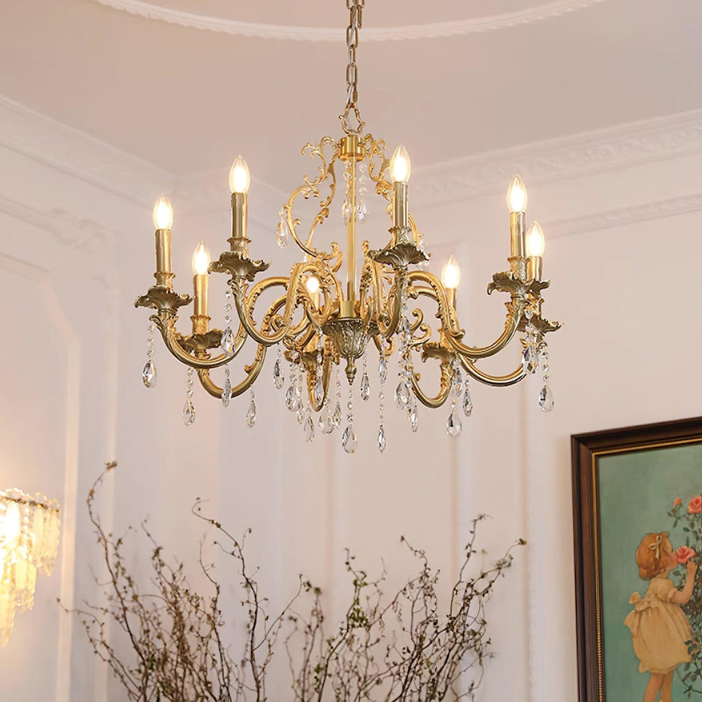 Elvion Lustre Classique en Laiton et Cristal - Neutralighting
