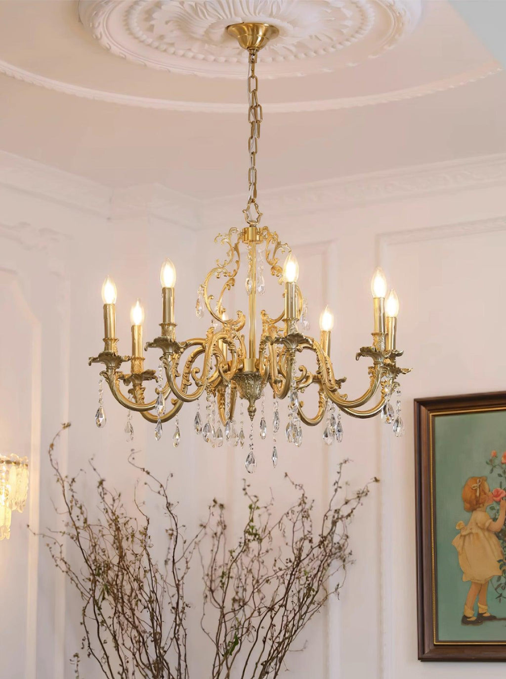 Elvion Lustre Classique en Laiton et Cristal - Neutralighting