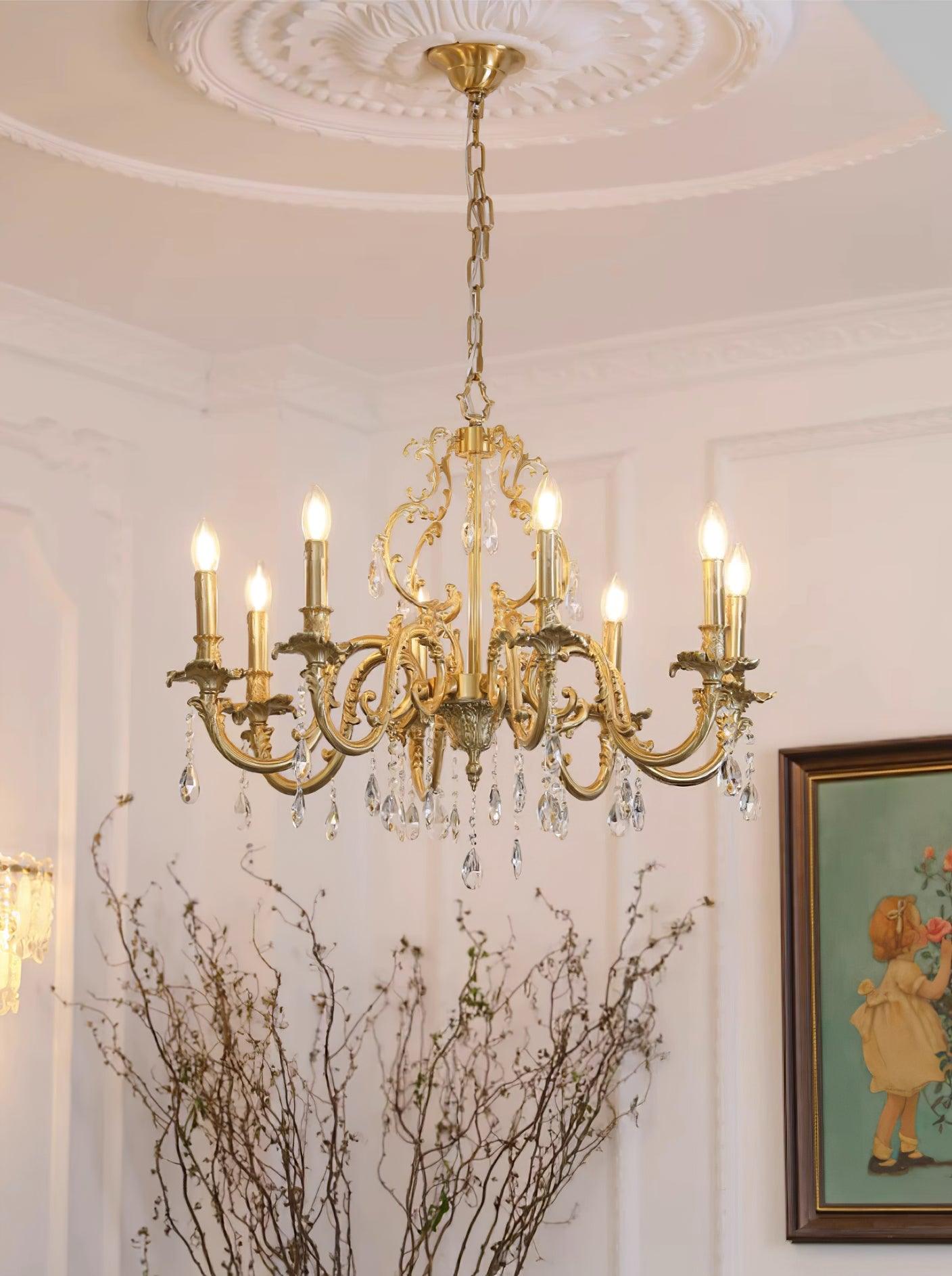 Elvion Lustre Classique en Laiton et Cristal - Neutralighting