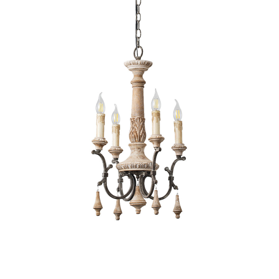 Myphaor Ancien Industriel Sculpté à la Main Bois Lustre - Neutralighting