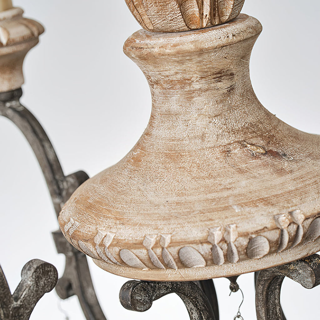 Myphaor Ancien Industriel Sculpté à la Main Bois Lustre - Neutralighting