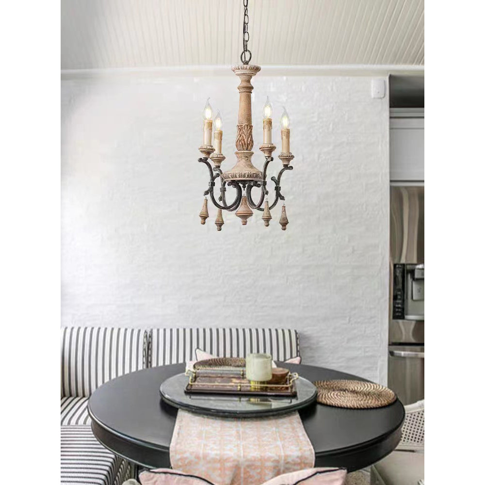 Myphaor Ancien Industriel Sculpté à la Main Bois Lustre - Neutralighting