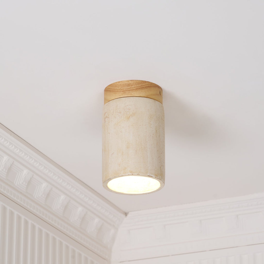 Aurnorira Lampe Plafonnier Cylindrique en Travertin - Neutralighting