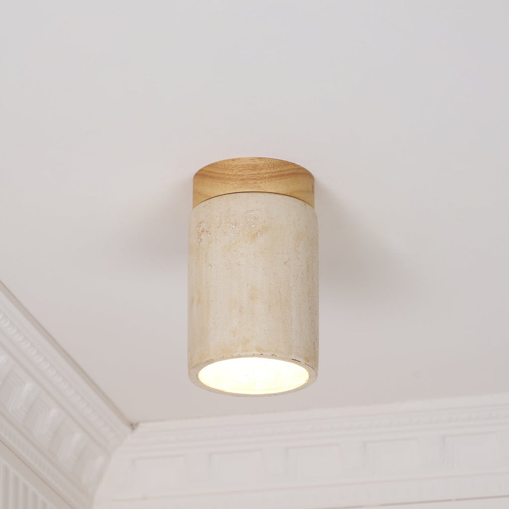 Aurnorira Lampe Plafonnier Cylindrique en Travertin - Neutralighting