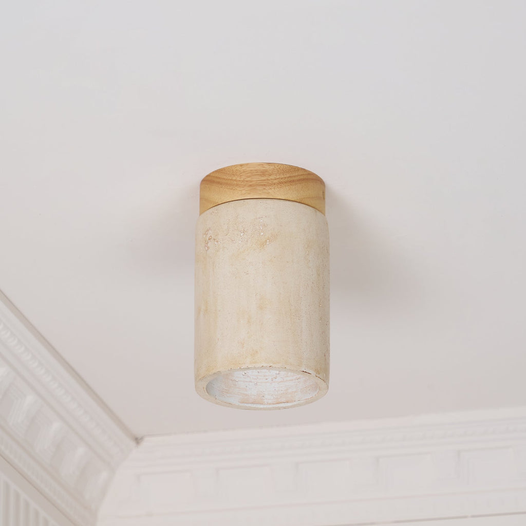 Aurnorira Lampe Plafonnier Cylindrique en Travertin - Neutralighting