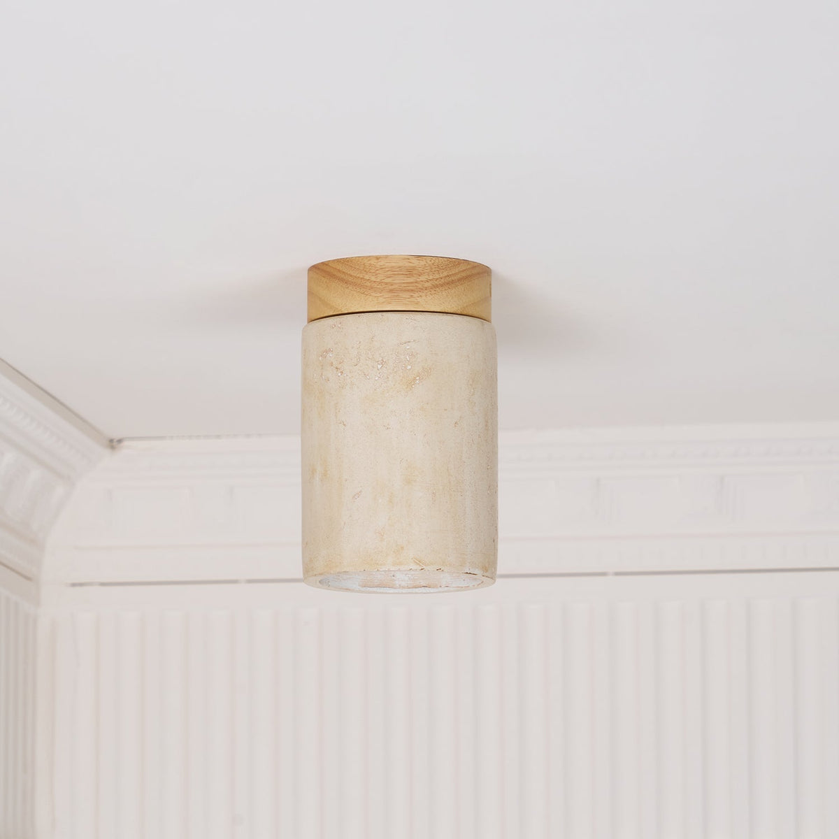 Aurnorira Lampe Plafonnier Cylindrique en Travertin - Neutralighting