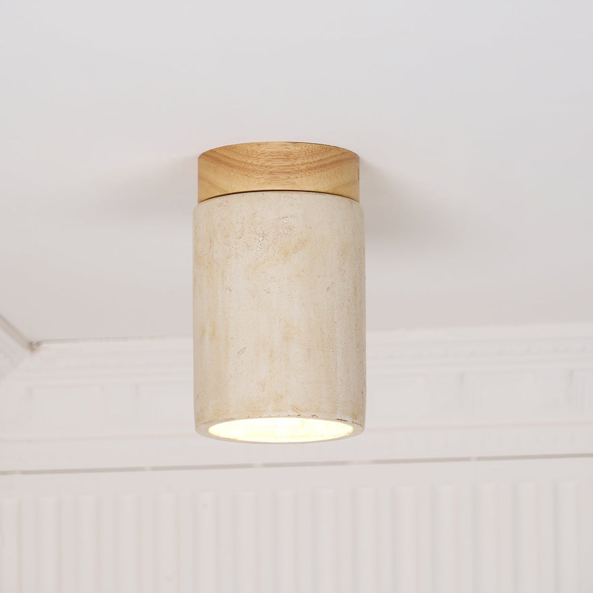 Aurnorira Lampe Plafonnier Cylindrique en Travertin - Neutralighting