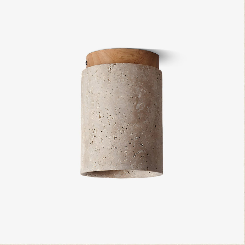 Aurnorira Lampe Plafonnier Cylindrique en Travertin - Neutralighting