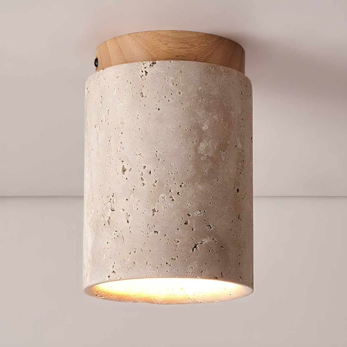 Aurnorira Lampe Plafonnier Cylindrique en Travertin - Neutralighting