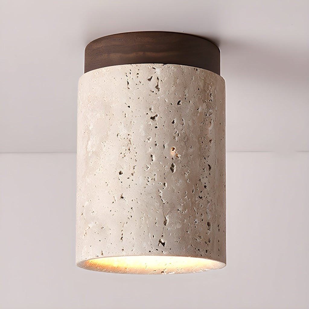 Aurnorira Lampe Plafonnier Cylindrique en Travertin - Neutralighting