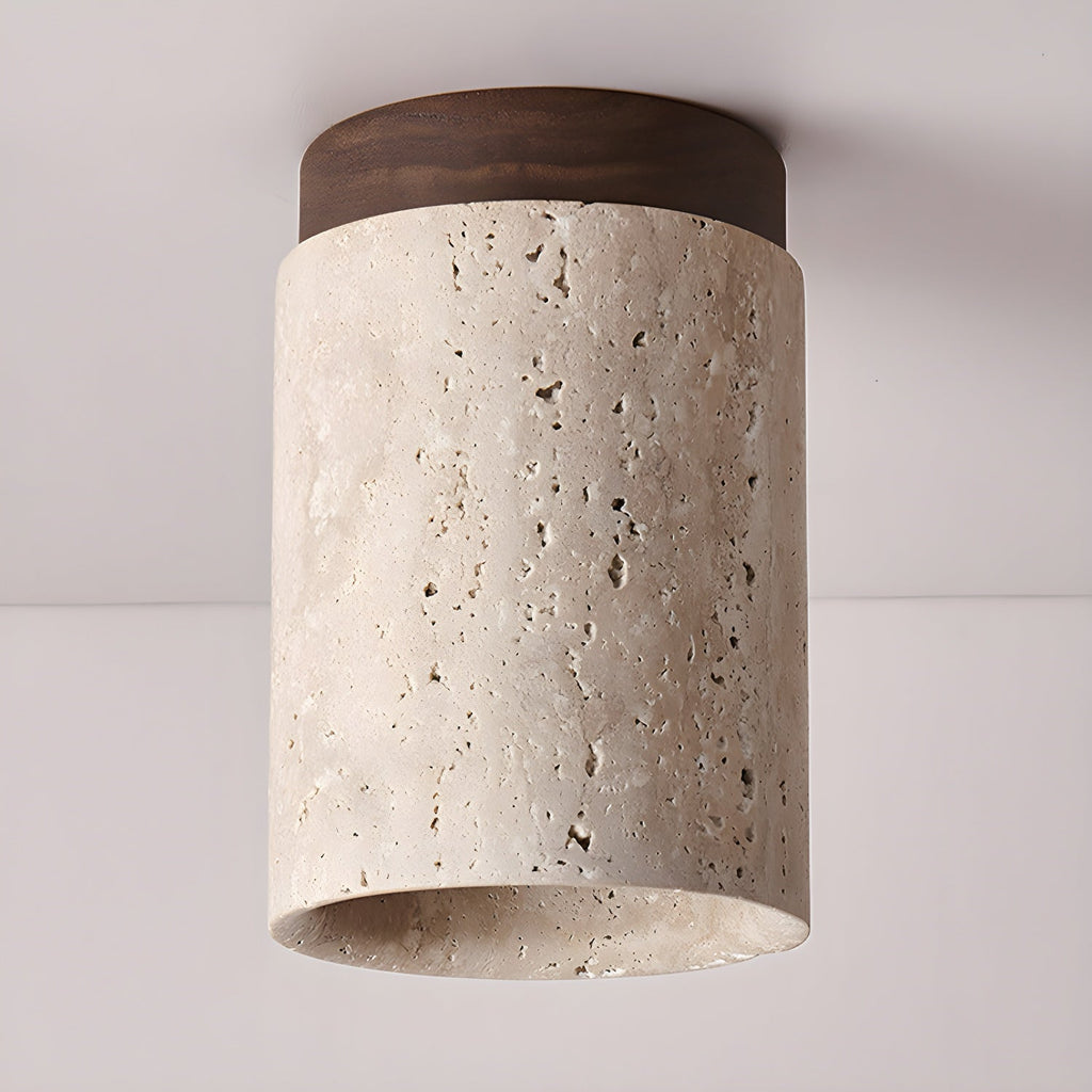 Aurnorira Lampe Plafonnier Cylindrique en Travertin - Neutralighting