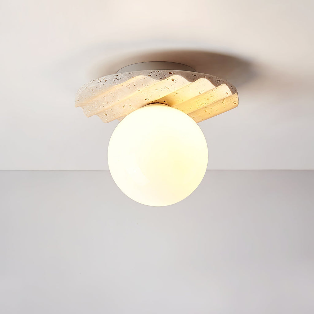 Aura Lumière de Plafond Ondulée en Travertin - Neutralighting