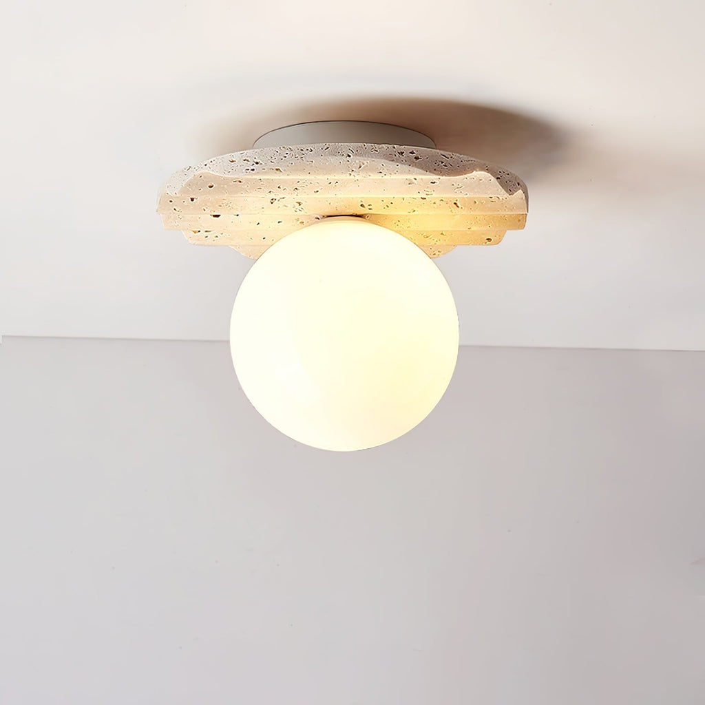Aura Lumière de Plafond Ondulée en Travertin - Neutralighting