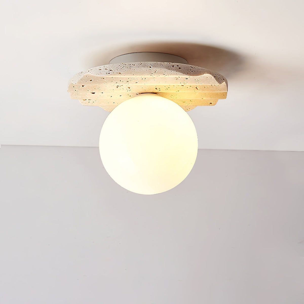 Aura Lumière de Plafond Ondulée en Travertin - Neutralighting