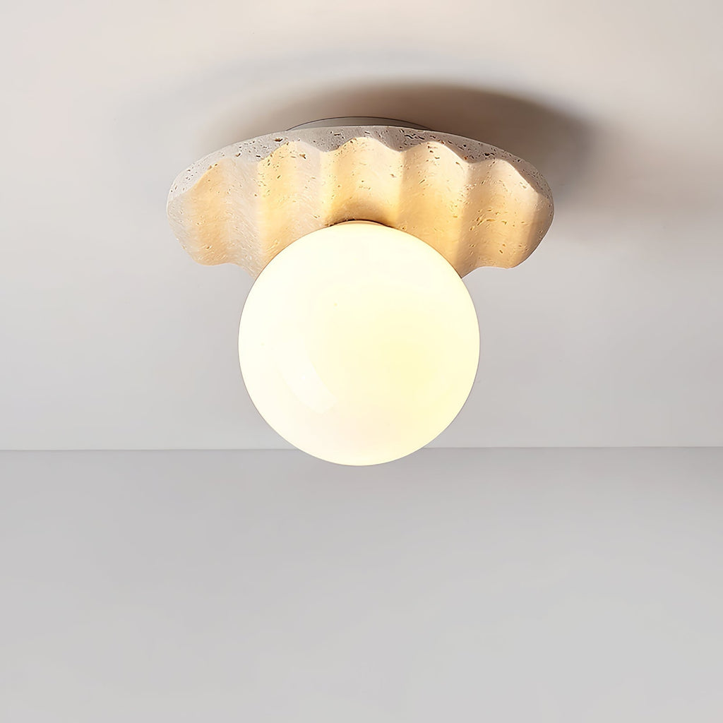 Aura Lumière de Plafond Ondulée en Travertin - Neutralighting