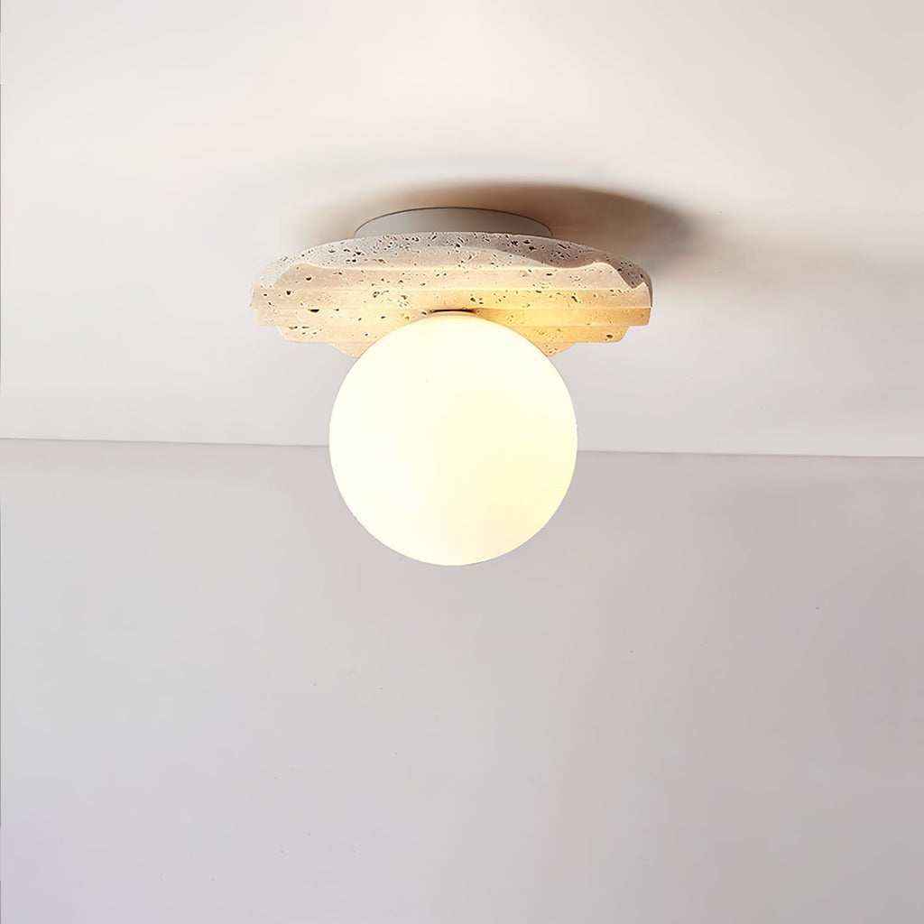 Aura Lumière de Plafond Ondulée en Travertin - Neutralighting