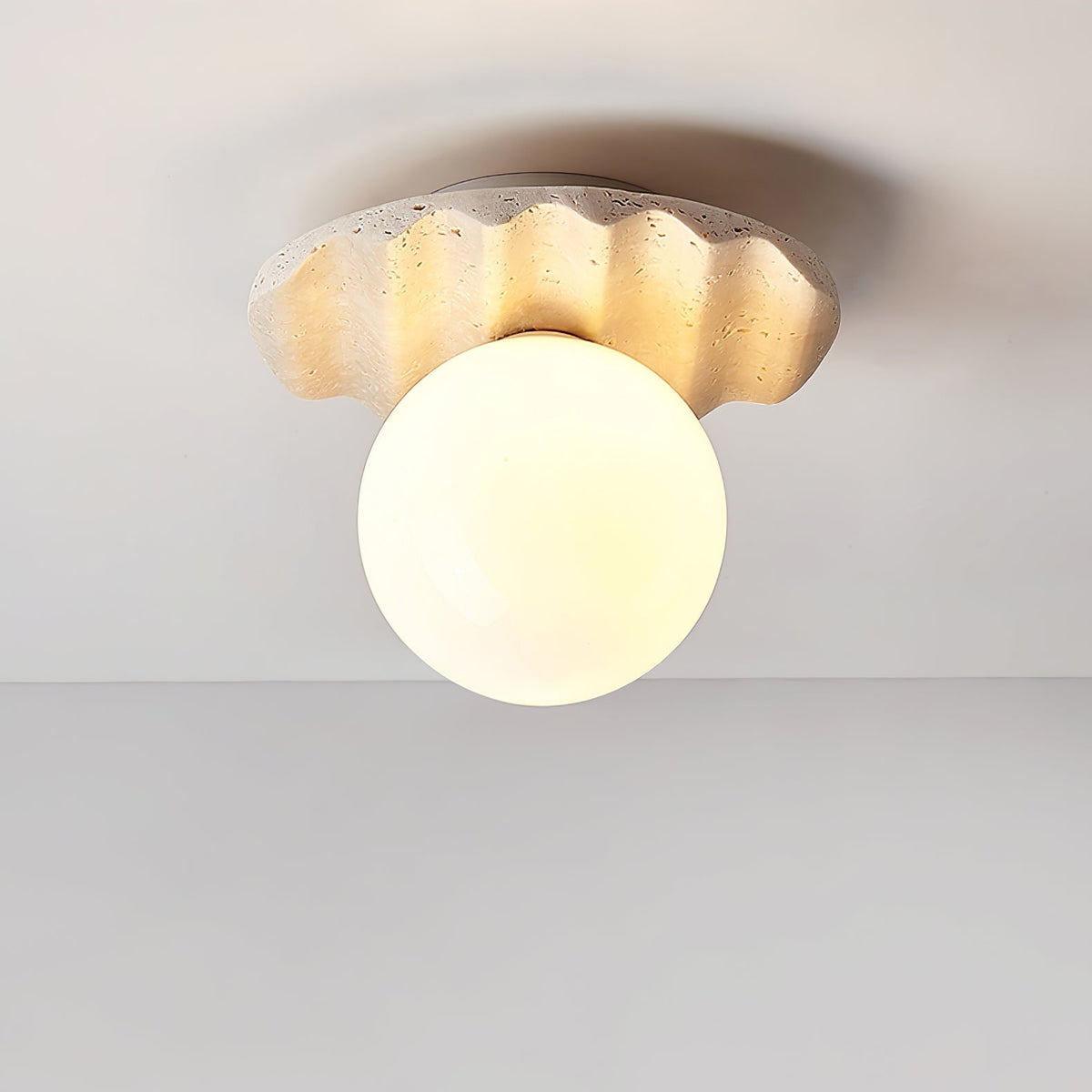Aura Lumière de Plafond Ondulée en Travertin - Neutralighting